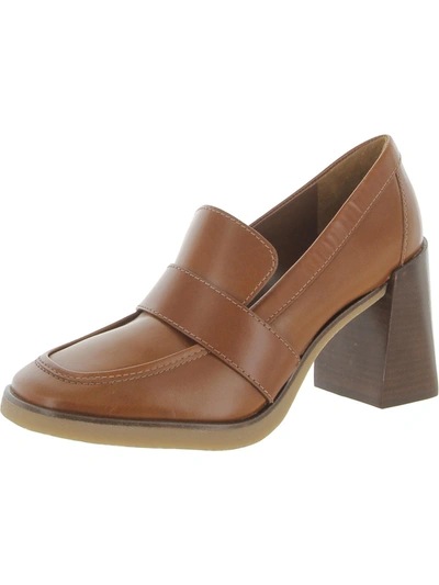 Shop Vince Camuto Ezerna Womens Leather Slip On Loafer Heels In Brown