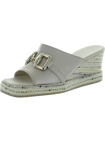 Shop Amalfi By Rangoni Linet Womens Leather Peep-toe Wedge Sandals In Grey