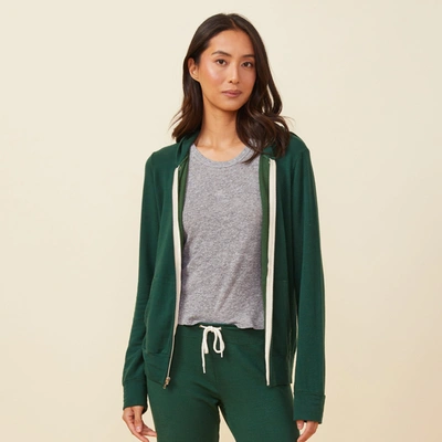 Monrow Supersoft Zip Up Hoody In Evergreen