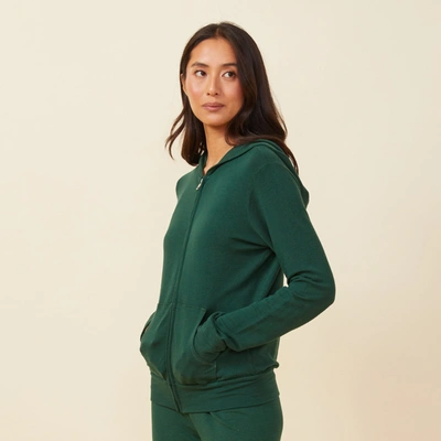 Monrow Supersoft Zip Up Hoody In Evergreen