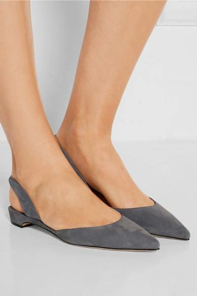 Shop Paul Andrew Rhea Suede Point-toe Flats In Anthracite