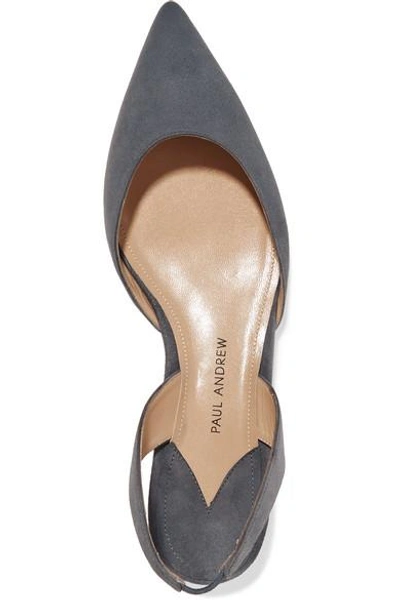 Shop Paul Andrew Rhea Suede Point-toe Flats In Anthracite