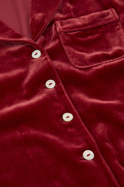 Shop Olivia Von Halle Coco Port Red Pyjamas In Silk Velvet