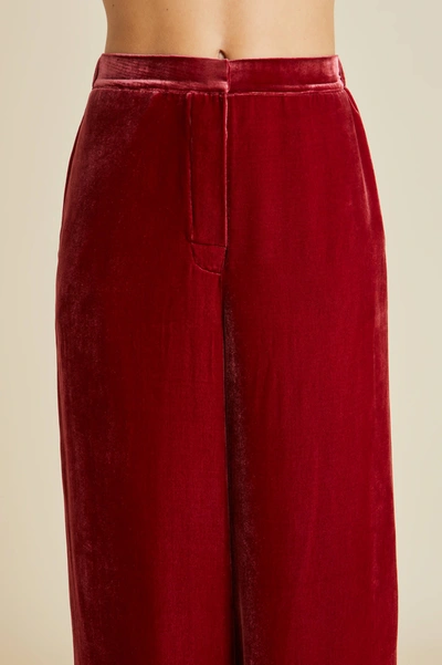 Shop Olivia Von Halle Jagger Port Red Pyjamas In Silk Velvet