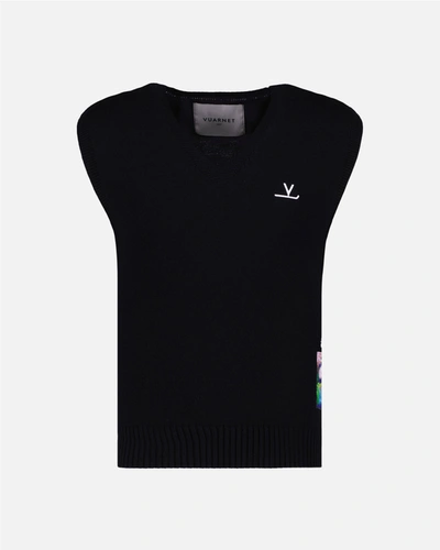 Shop Vuarnet Knitted Sleeveless Cardigan In Black