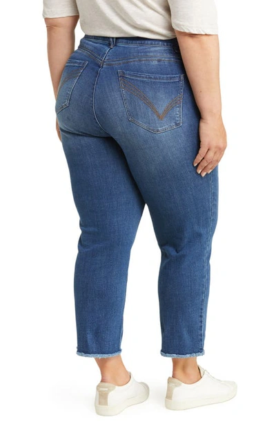 Wit & Wisdom 'ab'solution Fray Hem Stretch Crop Slim Straight Leg Jeans In Blue