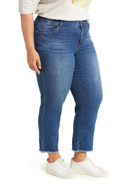 Wit & Wisdom 'ab'solution Fray Hem Stretch Crop Slim Straight Leg Jeans In Blue
