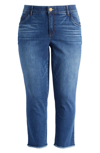 Wit & Wisdom 'ab'solution Fray Hem Stretch Crop Slim Straight Leg Jeans In Blue