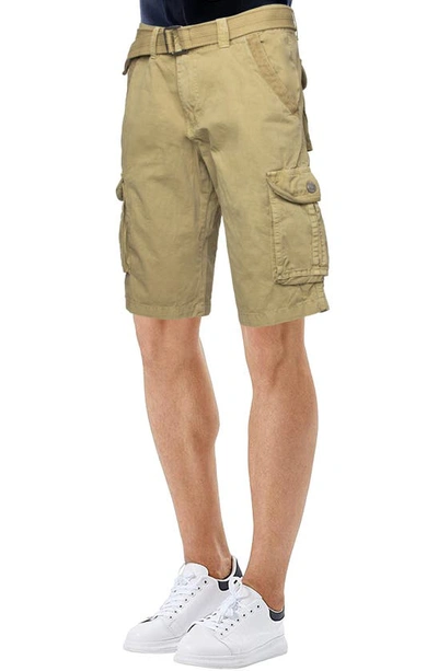 X-ray Belted Cotton Twill Cargo Shorts In Khaki