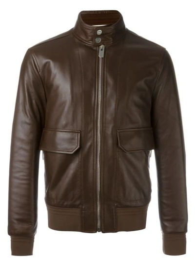 Bally Leather Cafe Racer Jacket, Brown | ModeSens