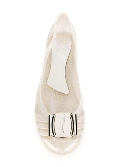 Shop Ferragamo Wedge Ballerina Shoes In Grey