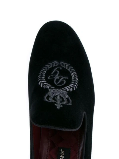 Shop Dolce & Gabbana Milano Embroidered Slippers - Blue