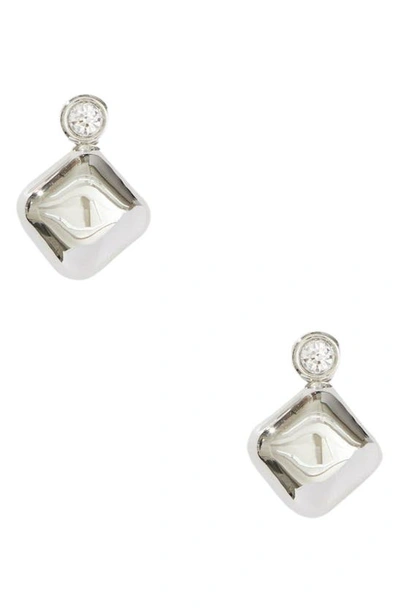 Shop 8 Other Reasons Puff Diamond Drop Earrings In Silver