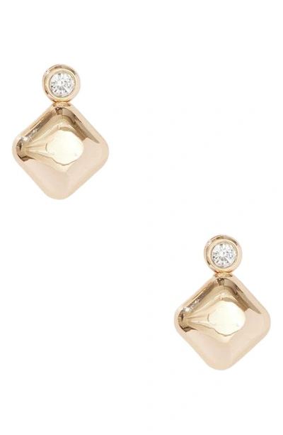 Shop 8 Other Reasons Puff Diamond Drop Earrings In Gold
