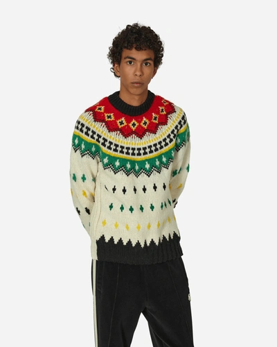 Shop Moncler Jacquard Wool And Alpaca Sweater Optical White In Multicolor