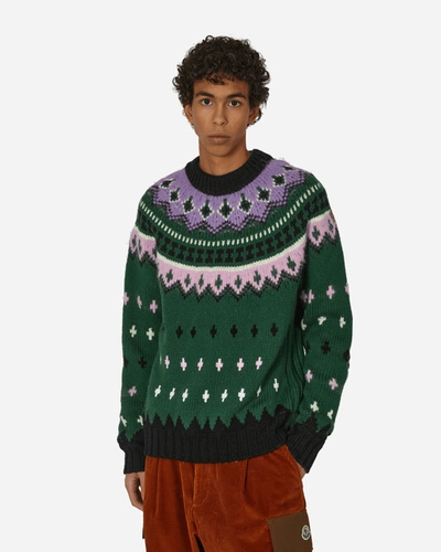 Shop Moncler Jacquard Wool And Alpaca Sweater Black In Multicolor
