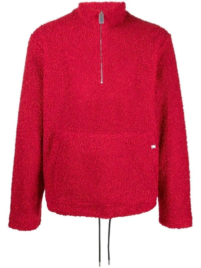 Shop Alyx 1017 1017  9sm 9sm Bouclé Half-zip Sweatshirt In Red