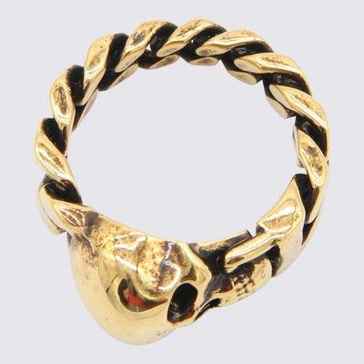 Shop Alexander Mcqueen Gold-tone Metal Skull Ring In Golden