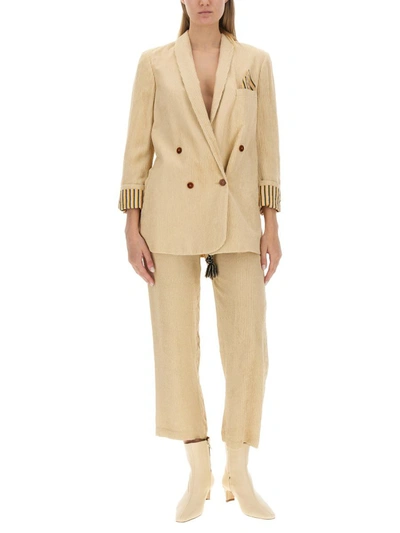 Alysi Double-breasted Jacket In Ivory