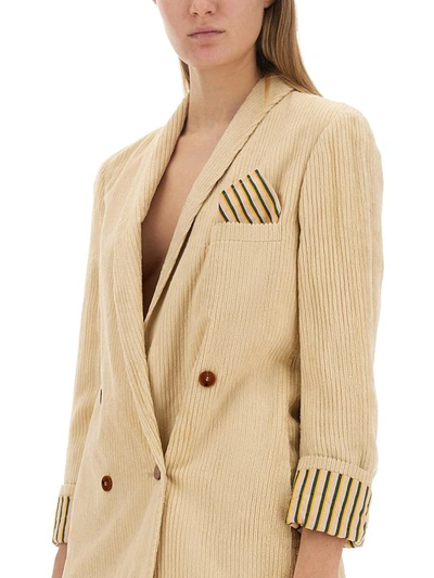 Shop Alysi Double-breasted Jacket In Ivory