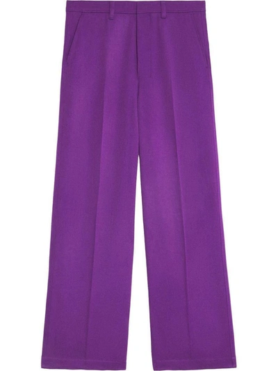 Shop Ami Alexandre Mattiussi Ami Paris Paris Wide-leg Tailored Trousers In Purple