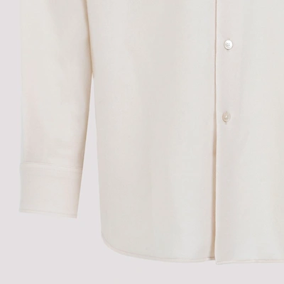 Shop Auralee Airy Wool Viyella Shirt In White