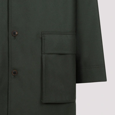 Shop Auralee Light Melton Hooded Liner Coat In Green