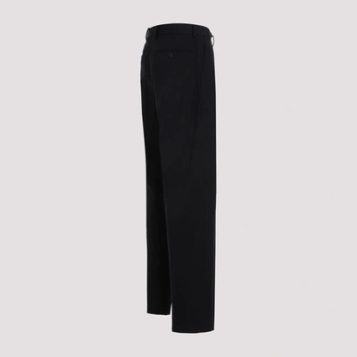 Shop Auralee Light Wool Max Gabardine Two-tuck Slacks Pants In Black
