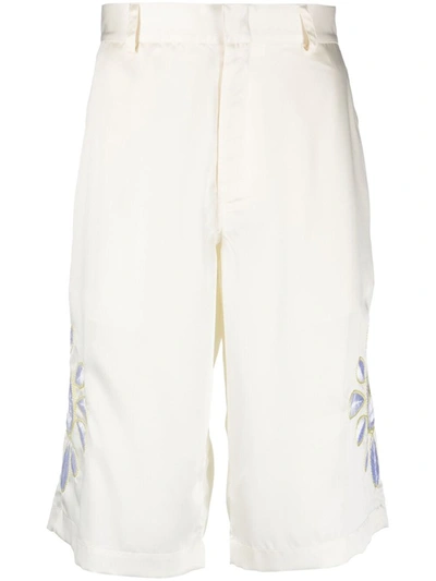 Shop Bluemarble Embroidered Flowers Shorts In White