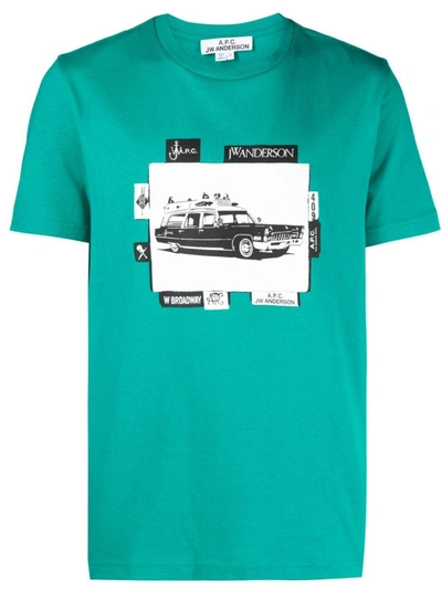 Shop A.p.c. X Jw Anderson Printed Cotton T-shirt In Green