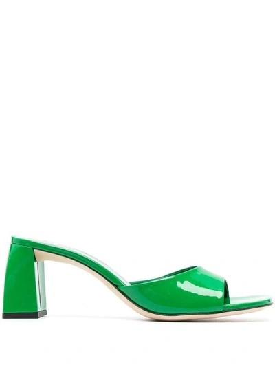 By Far Green Romy 55 Patent Leather Mules In Green
