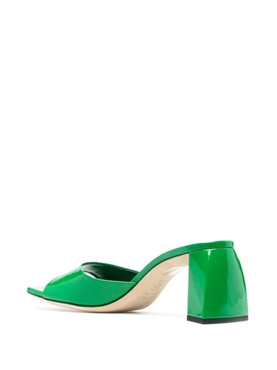 By Far Green Romy 55 Patent Leather Mules In Green