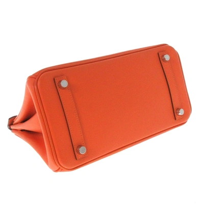 Shop Hermes Hermès Birkin 25 Orange Leather Handbag ()