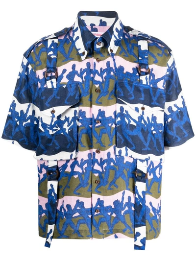Shop Charles Jeffrey Loverboy Cargo Shirt In Blue