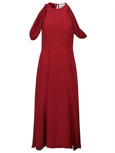 Shop Cri.da Crida Silk Midi Dress In Red