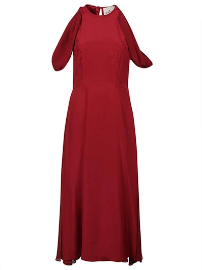 Cri.da Crida Silk Midi Dress In Red