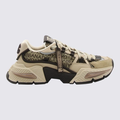 Shop Dolce & Gabbana Beige And Brown Leahter Airmaster Sneakers In Dg Moro Fdo Beige
