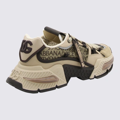 Shop Dolce & Gabbana Beige And Brown Leahter Airmaster Sneakers In Dg Moro Fdo Beige
