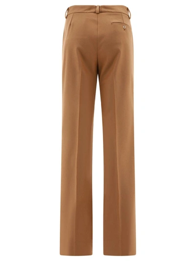 Shop Dolce & Gabbana Wool Trousers With Plaque In Brown