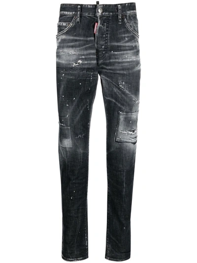 Shop Dsquared2 1964 Distressed Slim-cut Jeans In Black