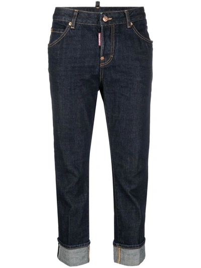 Shop Dsquared2 5 Pockets Cropped Denim Jeans