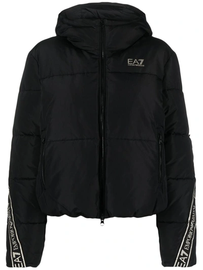 Shop Ea7 Emporio Armani Logo Short Down Jacket In Black
