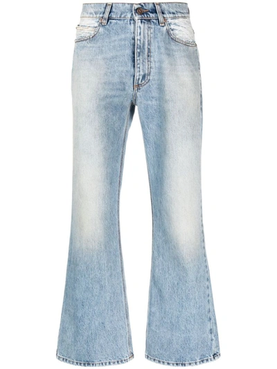 Shop Erl Patchwork Denim Jeans In Blue