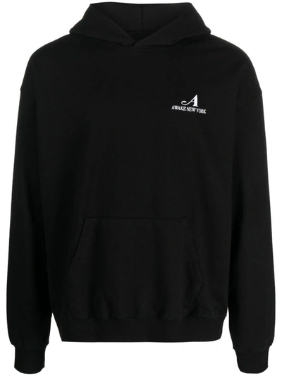 Shop Awake Ny Embroidered Logo Hoodie In Black