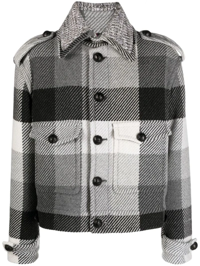 Shop Etro Wool Blend Jacket In Grey