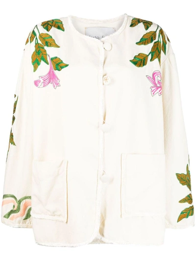 Shop Forte Forte Forte_forte Embroidery Wool Twill Short Coat In White