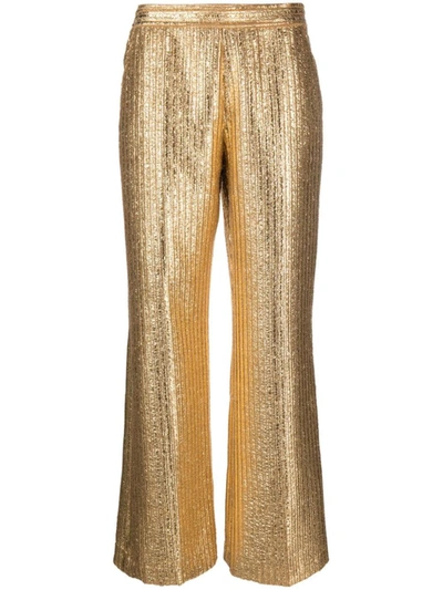 Shop Forte Forte Forte_forte Laminated Corduroy Trousers In Yellow