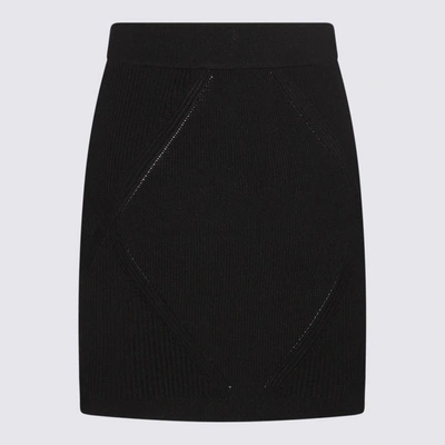 Shop Balmain Black Viscose Blend Skirt