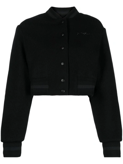 Shop Givenchy Wool Cropped Bomber Jacket In Black