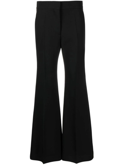 Shop Givenchy Wool Flared Trousers In Black